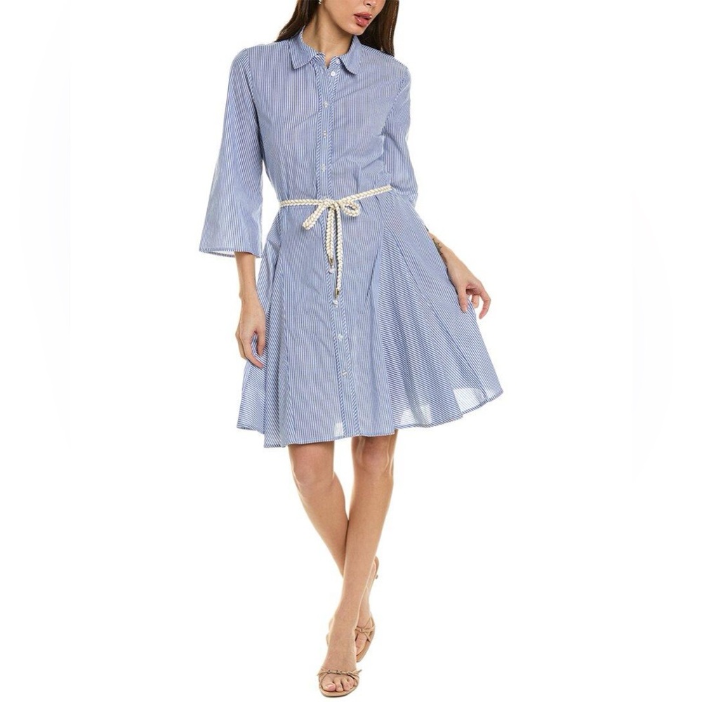 Ellen Tracy Light Blue Striped Shirt Dress